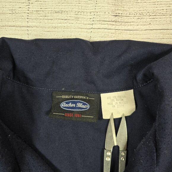 Anchor Blue Mens Vintage Y2K Navy Embroidered Button Down Camp Shirt Mens Sz XL - Picture 3 of 6